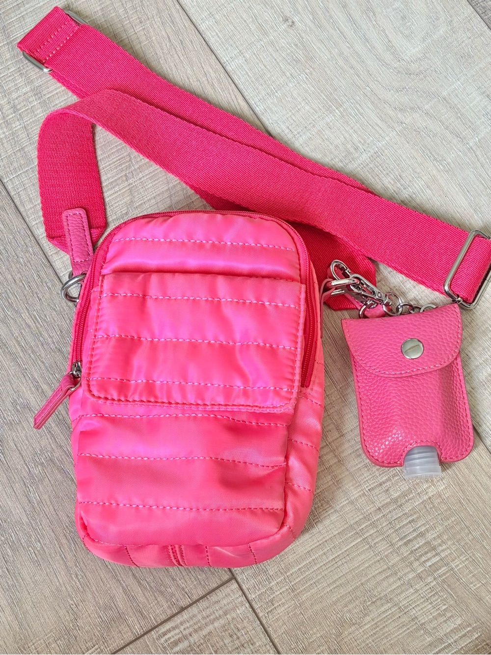 Hot pink shoulder bag crossbody bag by Isaac Mizrahi New York